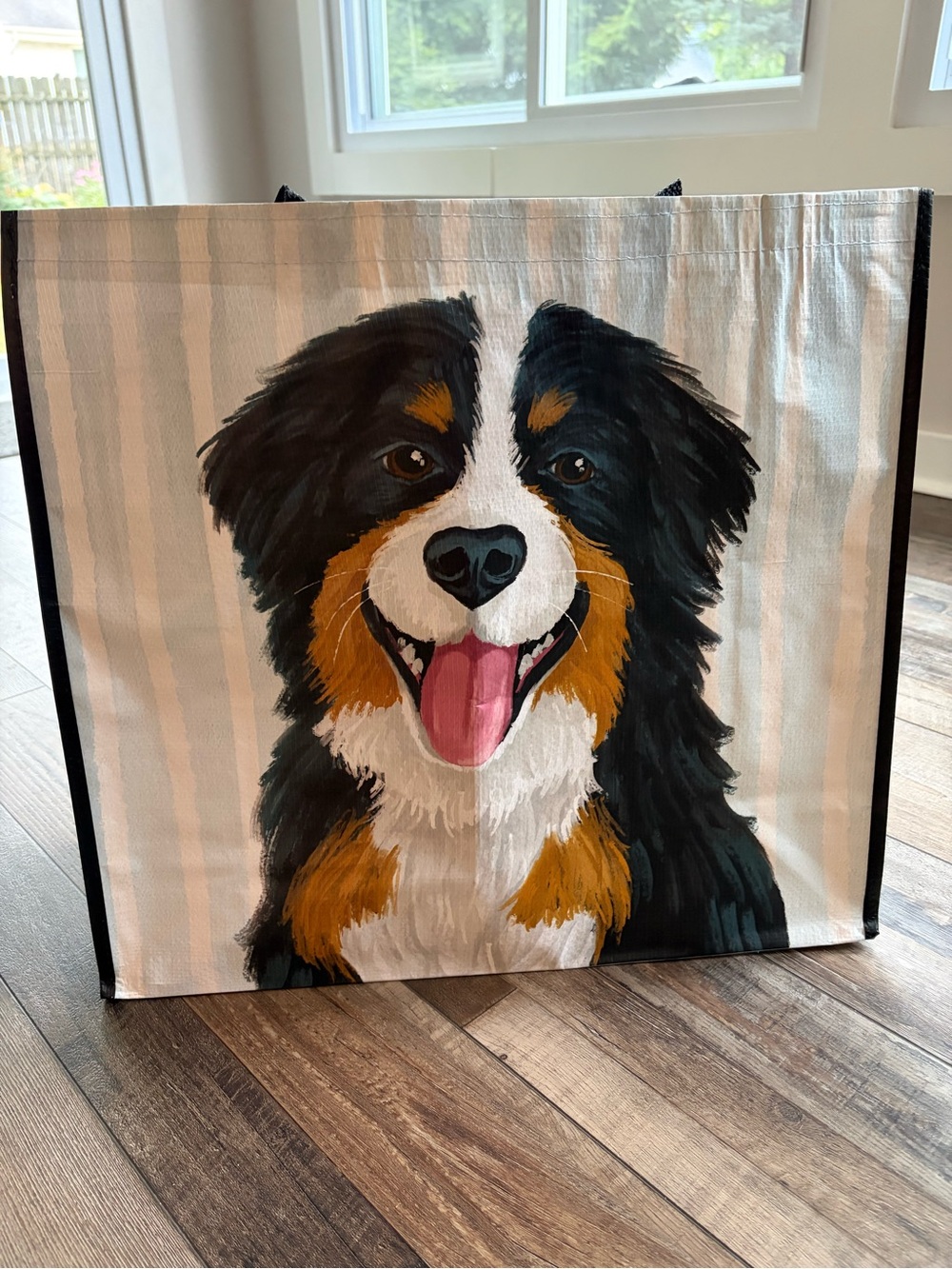 Bernese Mountain Dog Tote Bag with black Straps, Canvas - Picture 3 of 3